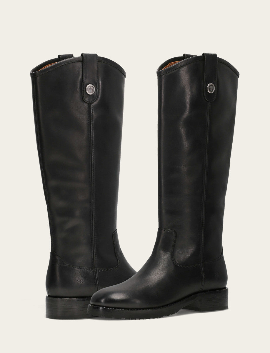 Frye Value | Women’s Black Wide Calf Melissa Lug Button Tall Boots | Frye