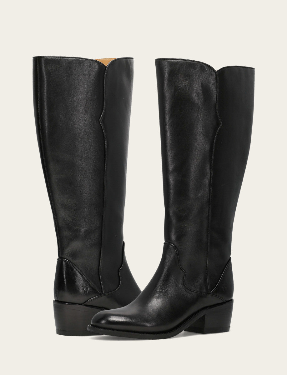 Frye Hot Sale | Women's Black Carson 2 Piping Tall Wide Calf Boot