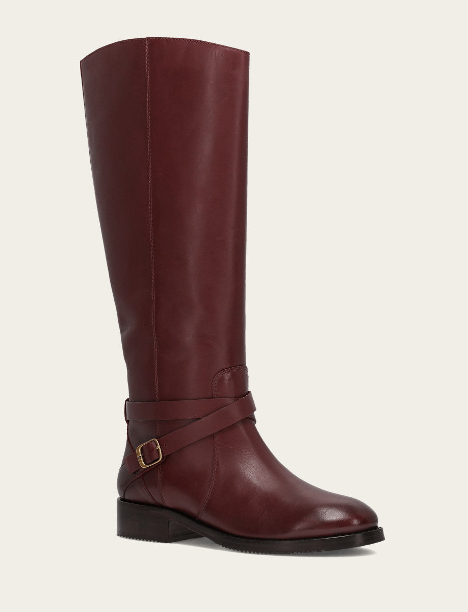 Frye Featured | Women's Merlot Melissa Belted Riding Wide Calf Boot