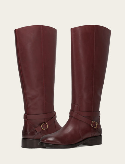 Frye Featured | Women's Merlot Melissa Belted Riding Wide Calf Boot