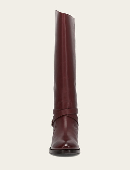Frye Featured | Women's Merlot Melissa Belted Riding Wide Calf Boot