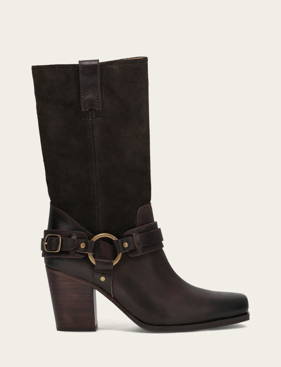 Frye Recommended | Women's Dark Brown Shiloh Harness Belted Boot