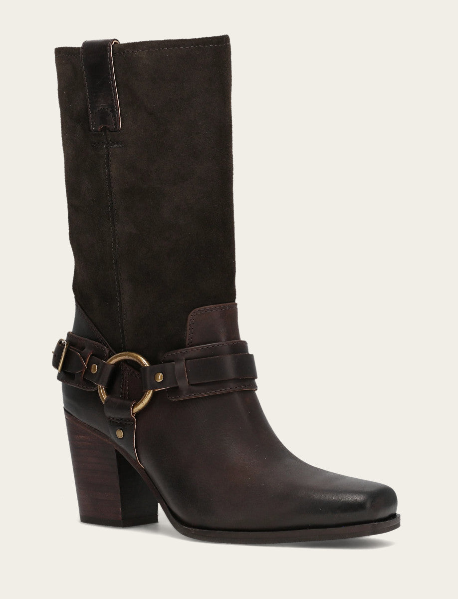 Frye Recommended | Women's Dark Brown Shiloh Harness Belted Boot