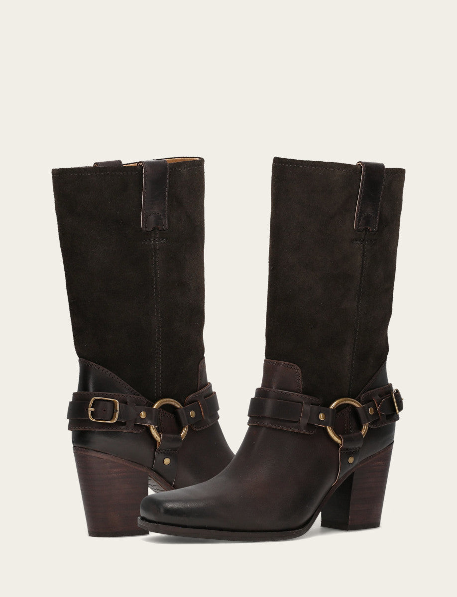 Frye Recommended | Women's Dark Brown Shiloh Harness Belted Boot