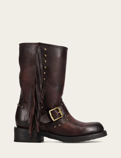 Frye Premium | Women's Cherry Lacquer Viv Fringe Engineer Boot