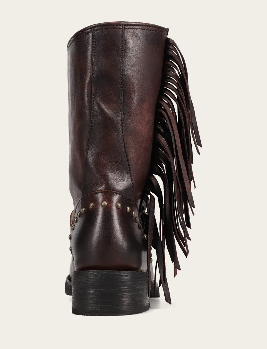 Frye Premium | Women's Cherry Lacquer Viv Fringe Engineer Boot