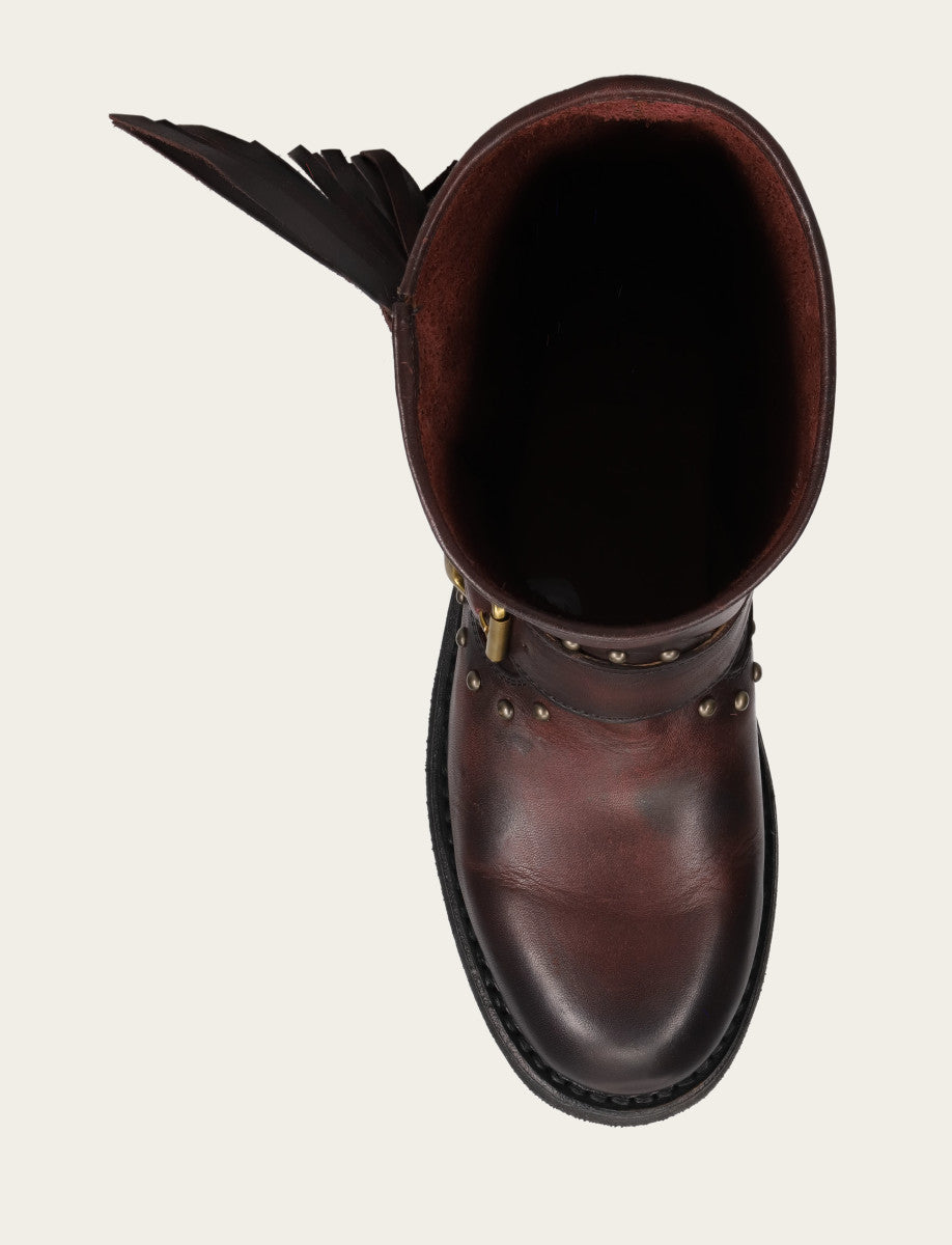 Frye Premium | Women's Cherry Lacquer Viv Fringe Engineer Boot