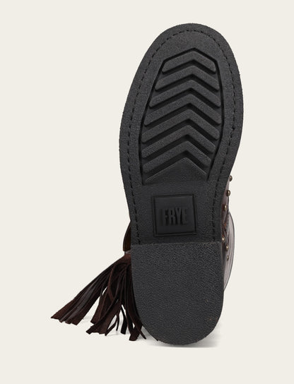 Frye Premium | Women's Cherry Lacquer Viv Fringe Engineer Boot