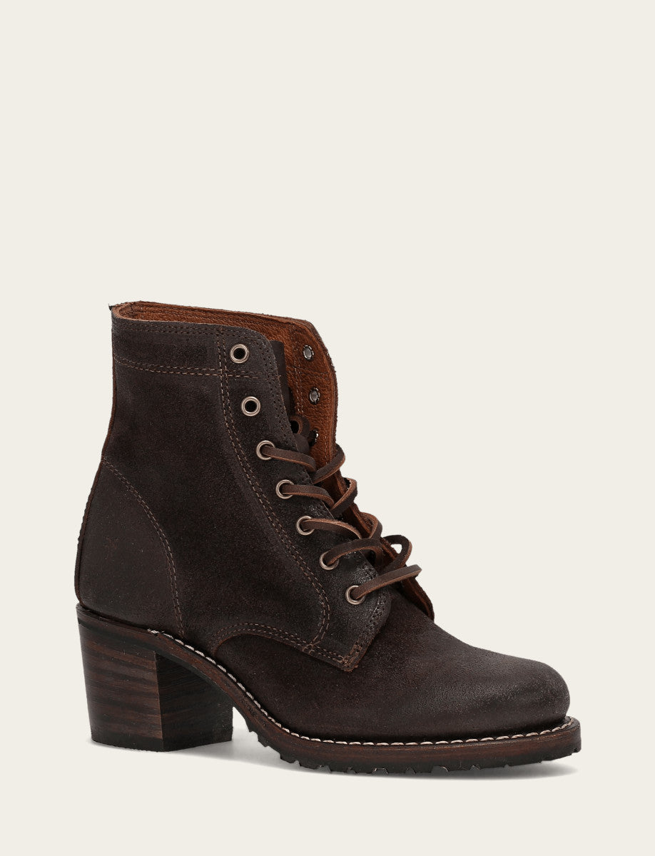 Frye Great Value | Women's Dark Brown Sabrina 6G Lace Up Boots