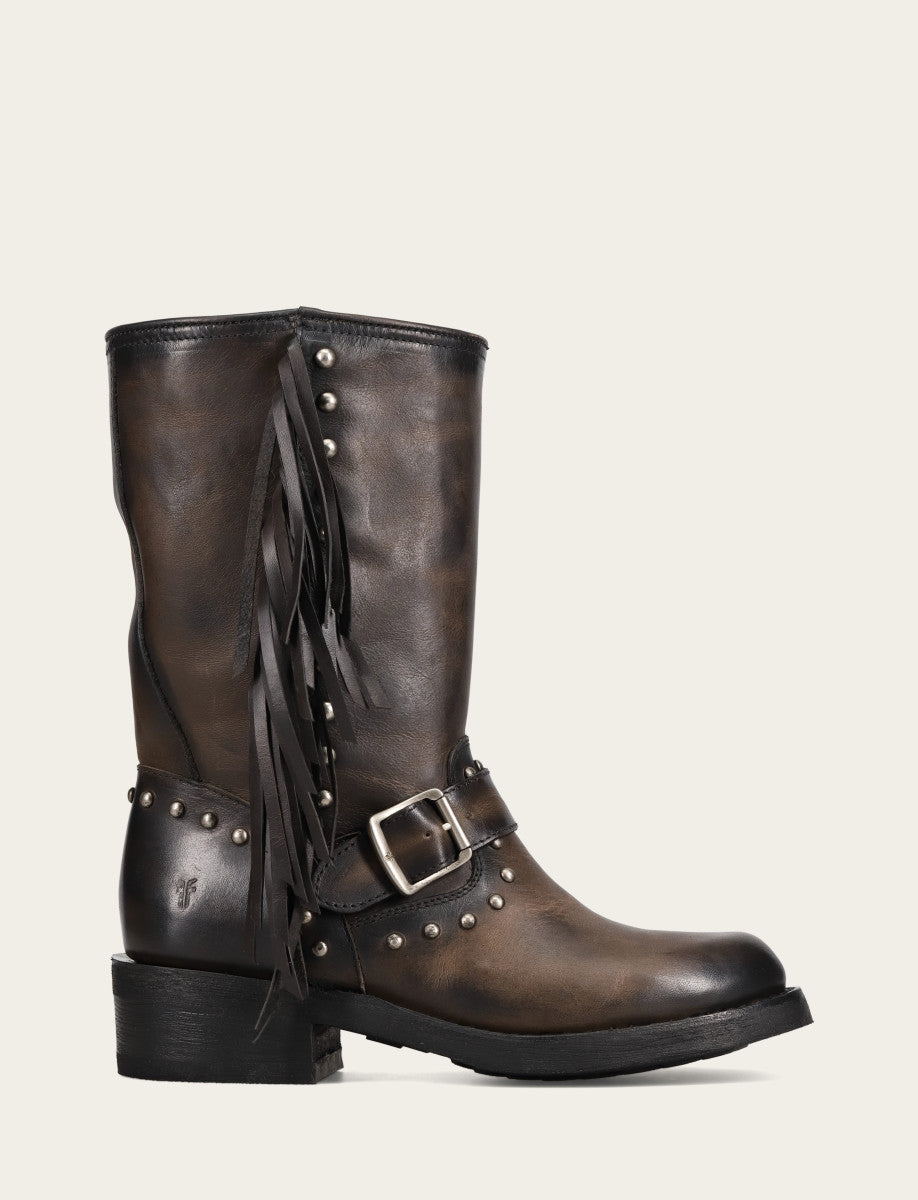 Frye Popular | Women's Black Viv Fringe Engineer Boot