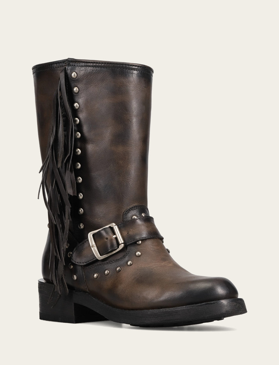 Frye Popular | Women's Black Viv Fringe Engineer Boot