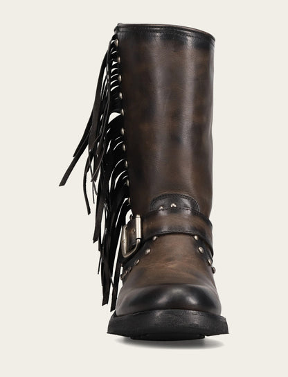 Frye Popular | Women's Black Viv Fringe Engineer Boot