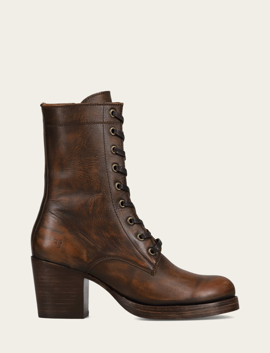 Frye Sale | Women's Distressed Dk Brown Jean Lace Up Boot