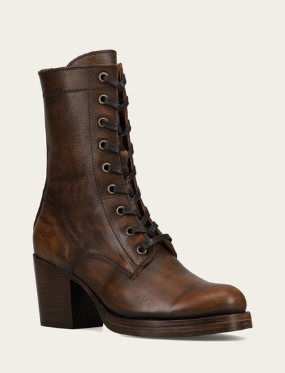 Frye Sale | Women's Distressed Dk Brown Jean Lace Up Boot