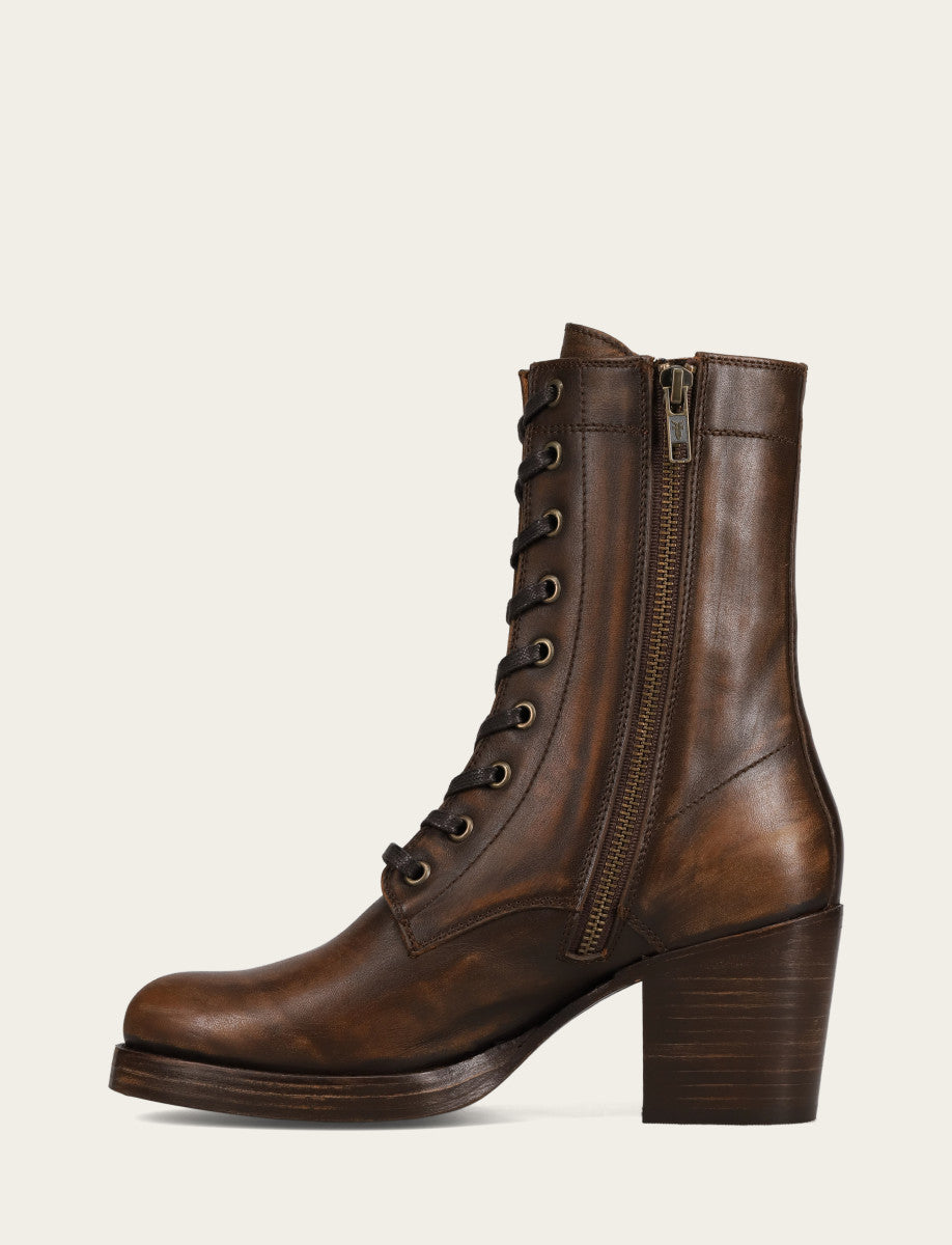 Frye Sale | Women's Distressed Dk Brown Jean Lace Up Boot