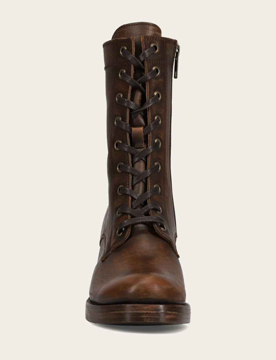 Frye Sale | Women's Distressed Dk Brown Jean Lace Up Boot