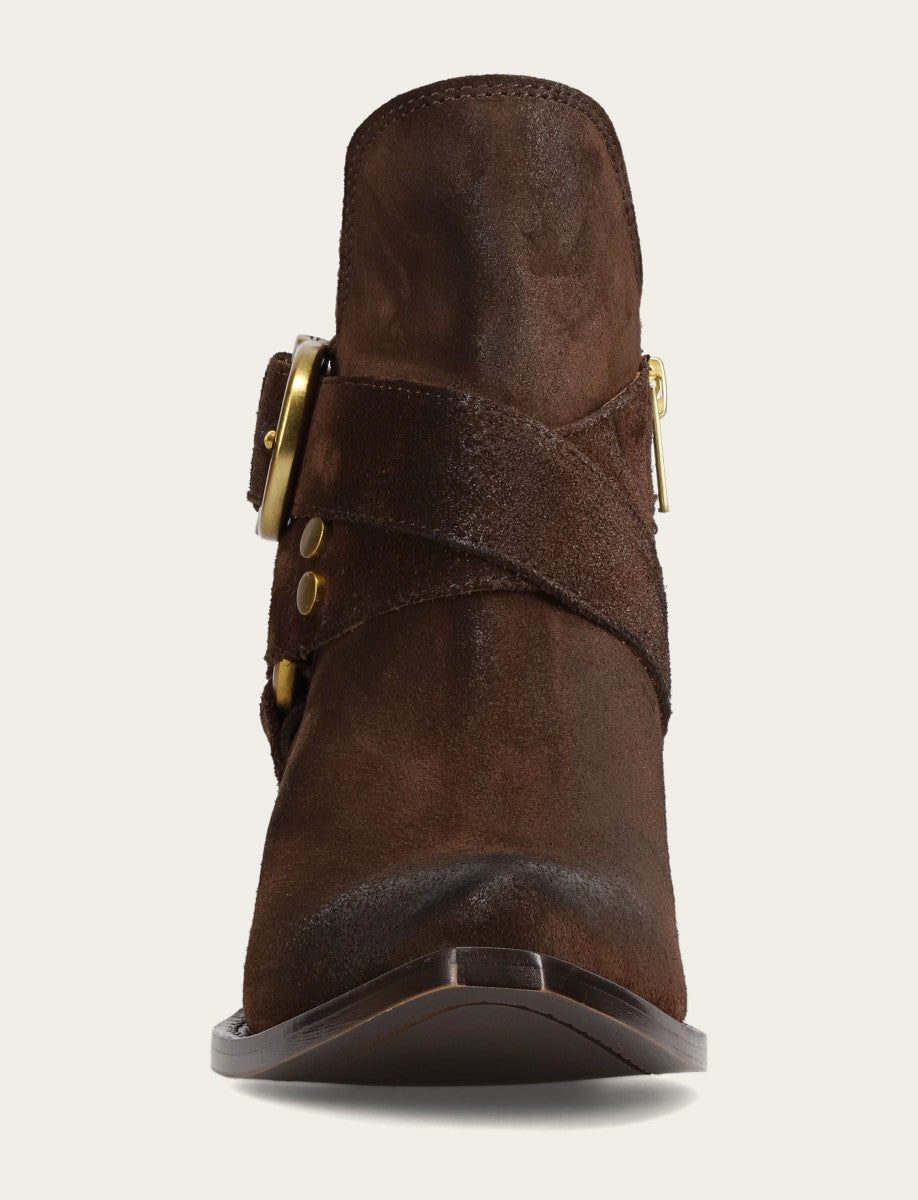 Frye Smart Buy | Women's Chocolate Sacha Multi Strap Booties
