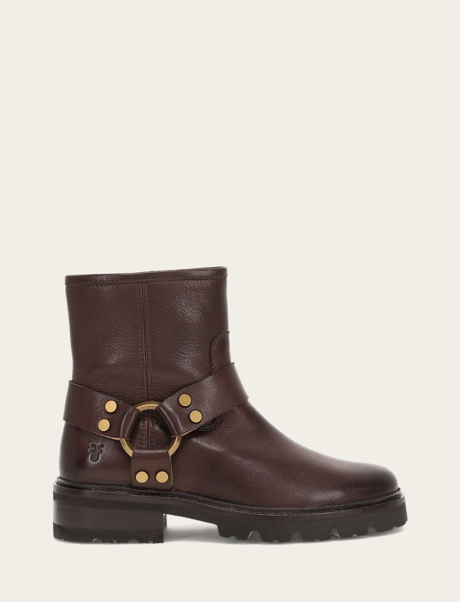 Frye Featured | Women's Chocolate Olivia Harness Short Booties