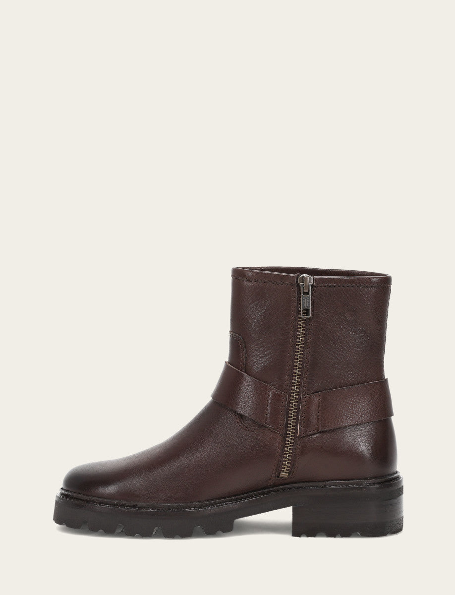 Frye Featured | Women's Chocolate Olivia Harness Short Booties