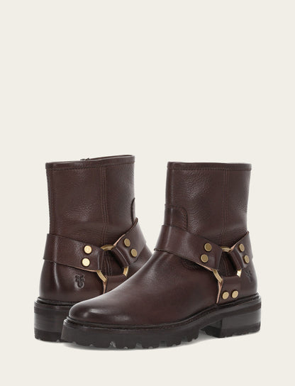 Frye Featured | Women's Chocolate Olivia Harness Short Booties