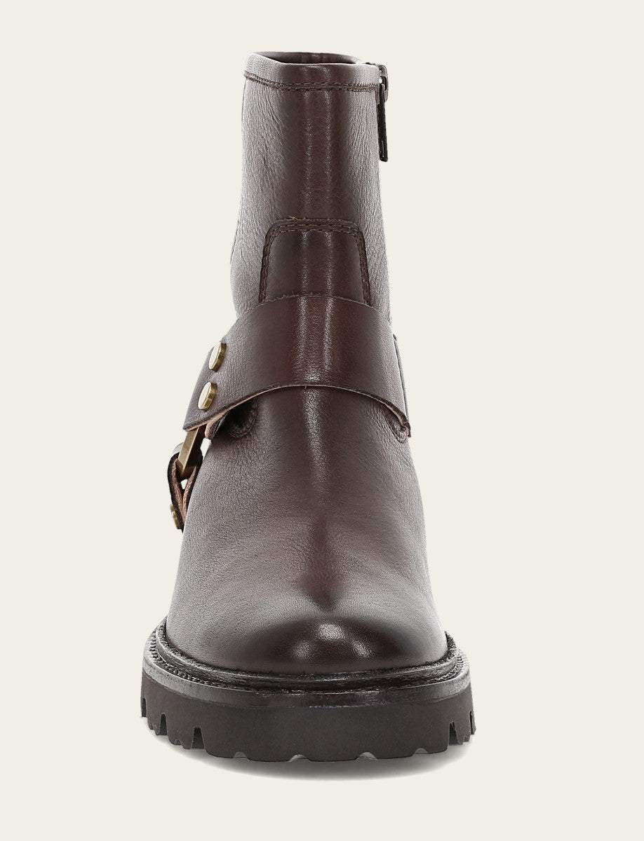 Frye Featured | Women's Chocolate Olivia Harness Short Booties