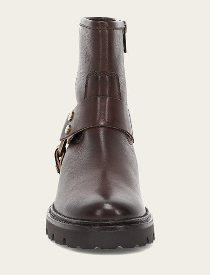 Frye Featured | Women's Chocolate Olivia Harness Short Booties