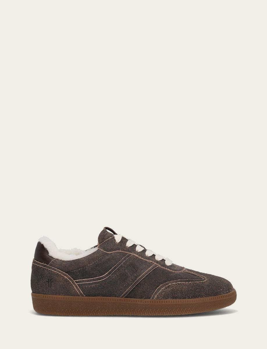 Frye Recommended | Women's Dark Truffle Milly Low Lace Shearling Sneaker
