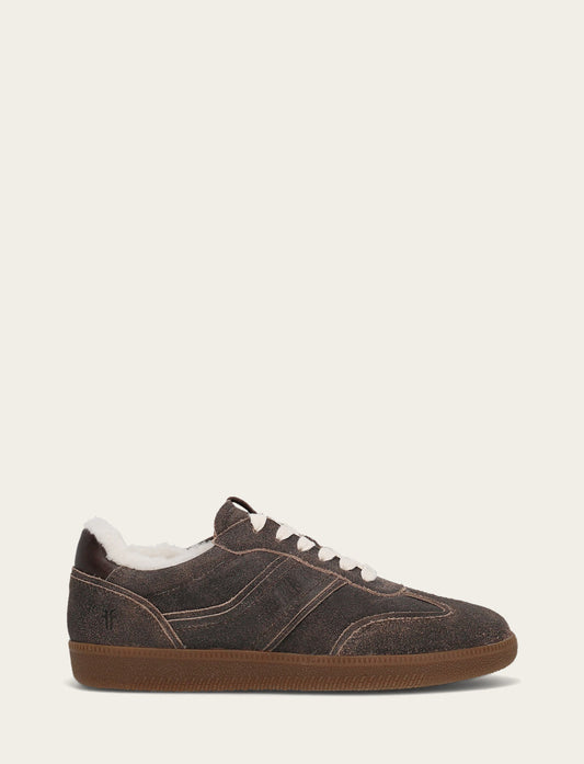 Frye Recommended | Women's Dark Truffle Milly Low Lace Shearling Sneaker