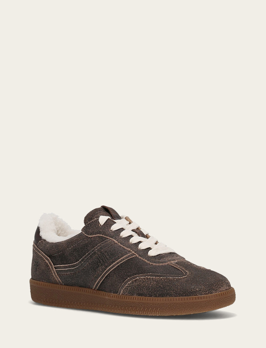 Frye Recommended | Women's Dark Truffle Milly Low Lace Shearling Sneaker