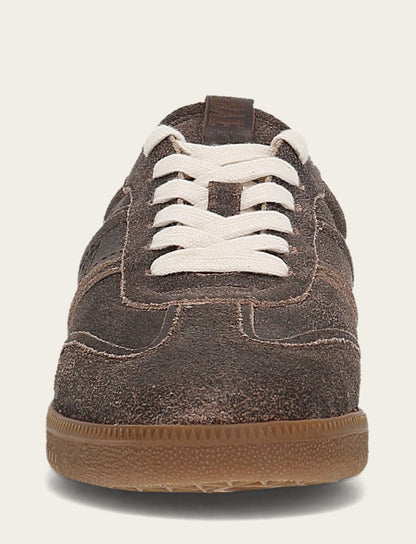 Frye Recommended | Women's Dark Truffle Milly Low Lace Shearling Sneaker