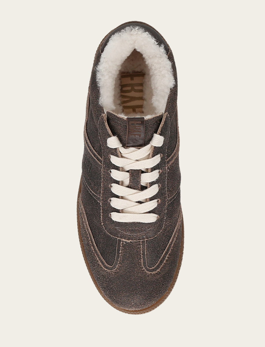 Frye Recommended | Women's Dark Truffle Milly Low Lace Shearling Sneaker