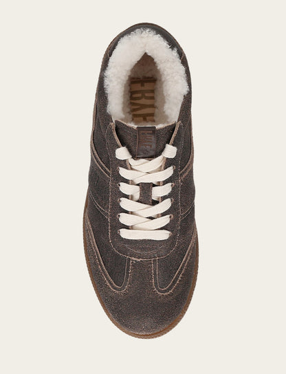 Frye Recommended | Women's Dark Truffle Milly Low Lace Shearling Sneaker
