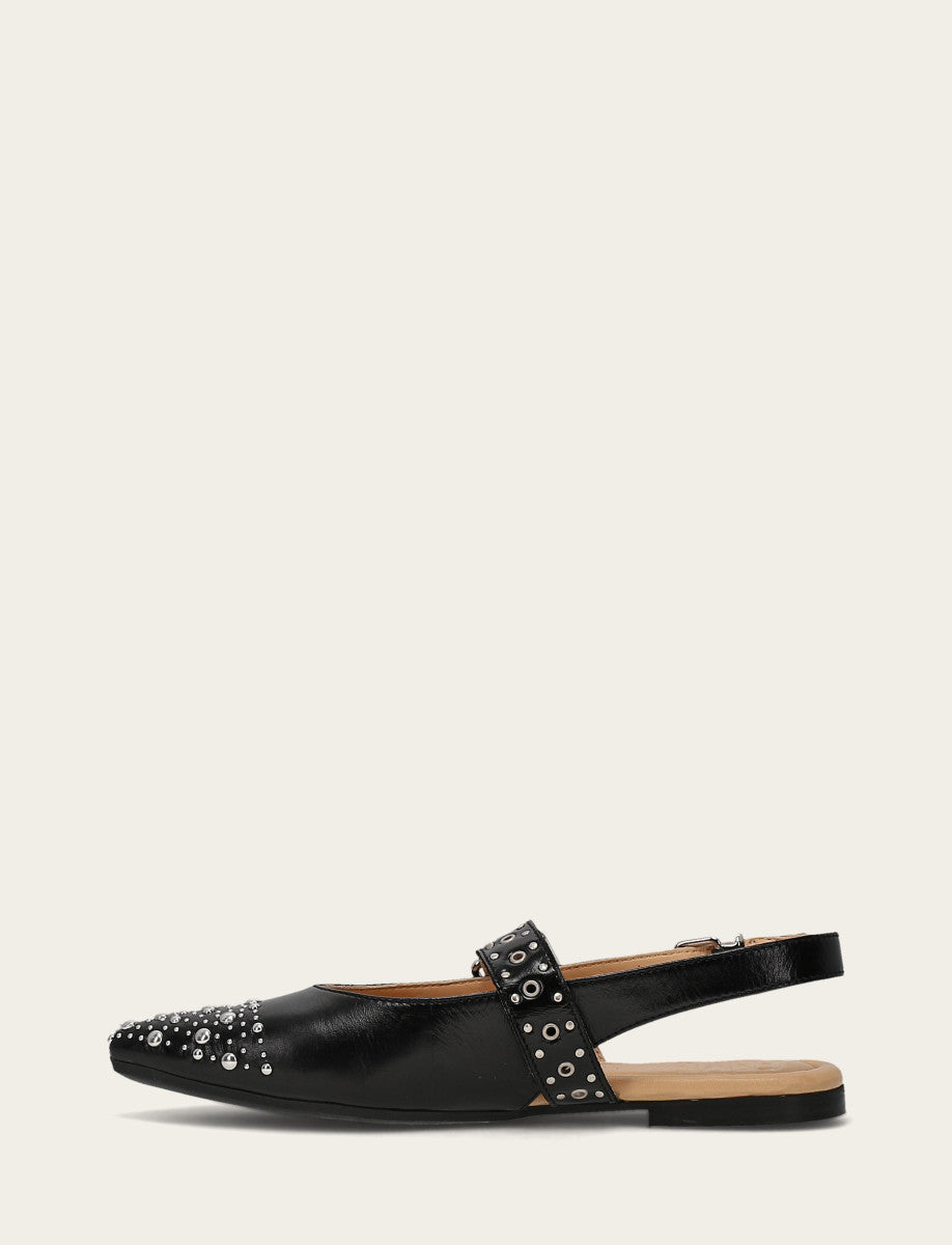 Frye Sale | Women's Black Heather Slingback Studded Shoe
