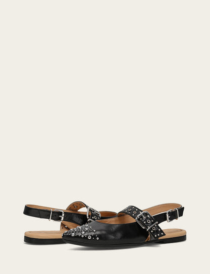 Frye Sale | Women's Black Heather Slingback Studded Shoe