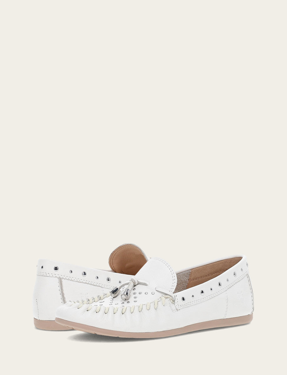 Frye Essential | Women's White Naya Stud Moc Loafers
