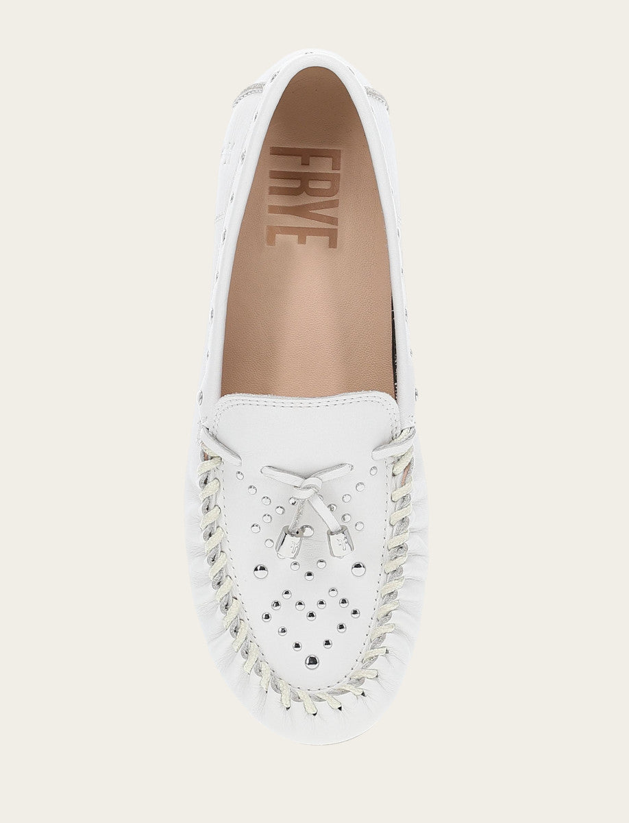 Frye Essential | Women's White Naya Stud Moc Loafers