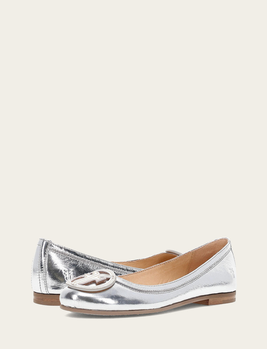 Frye Exclusive | Women's Silver Carson Logo Ballet Flats