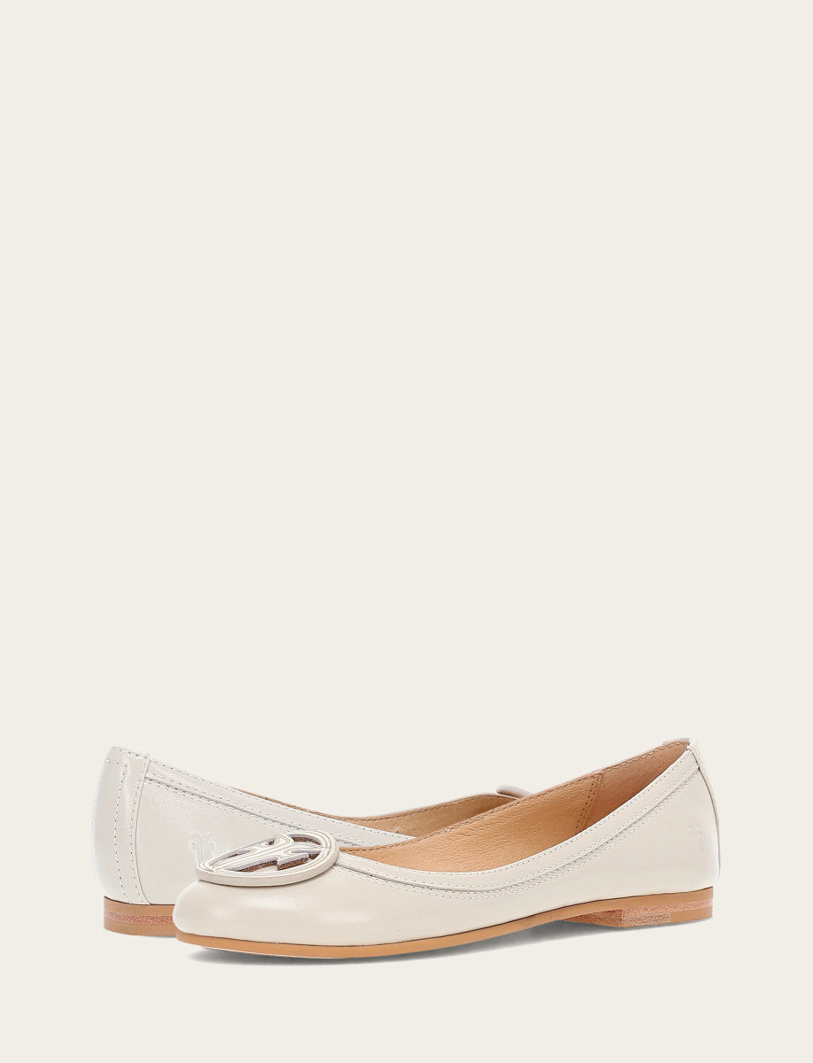 Frye Trending | Women's Ivory Carson Logo Ballet Flats