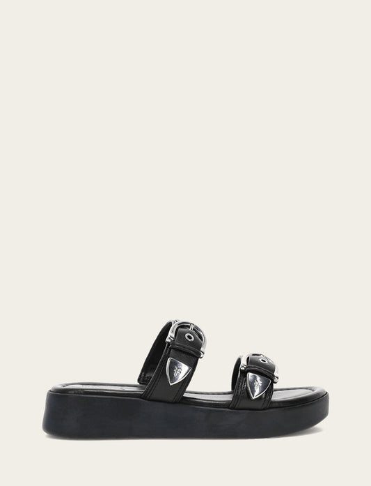 Frye New | Women's Black Maya Buckle Sandals