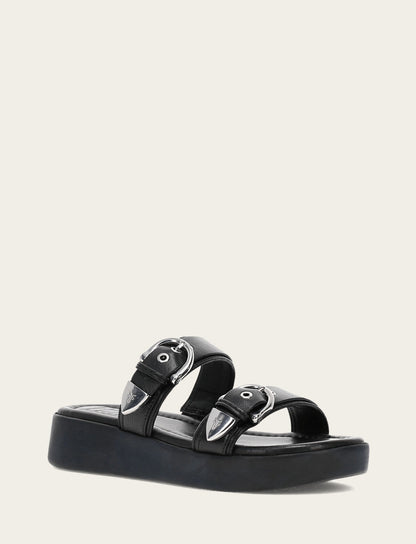 Frye New | Women's Black Maya Buckle Sandals