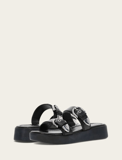 Frye New | Women's Black Maya Buckle Sandals