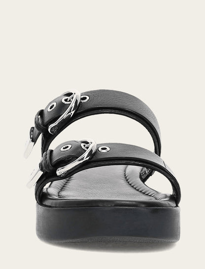 Frye New | Women's Black Maya Buckle Sandals