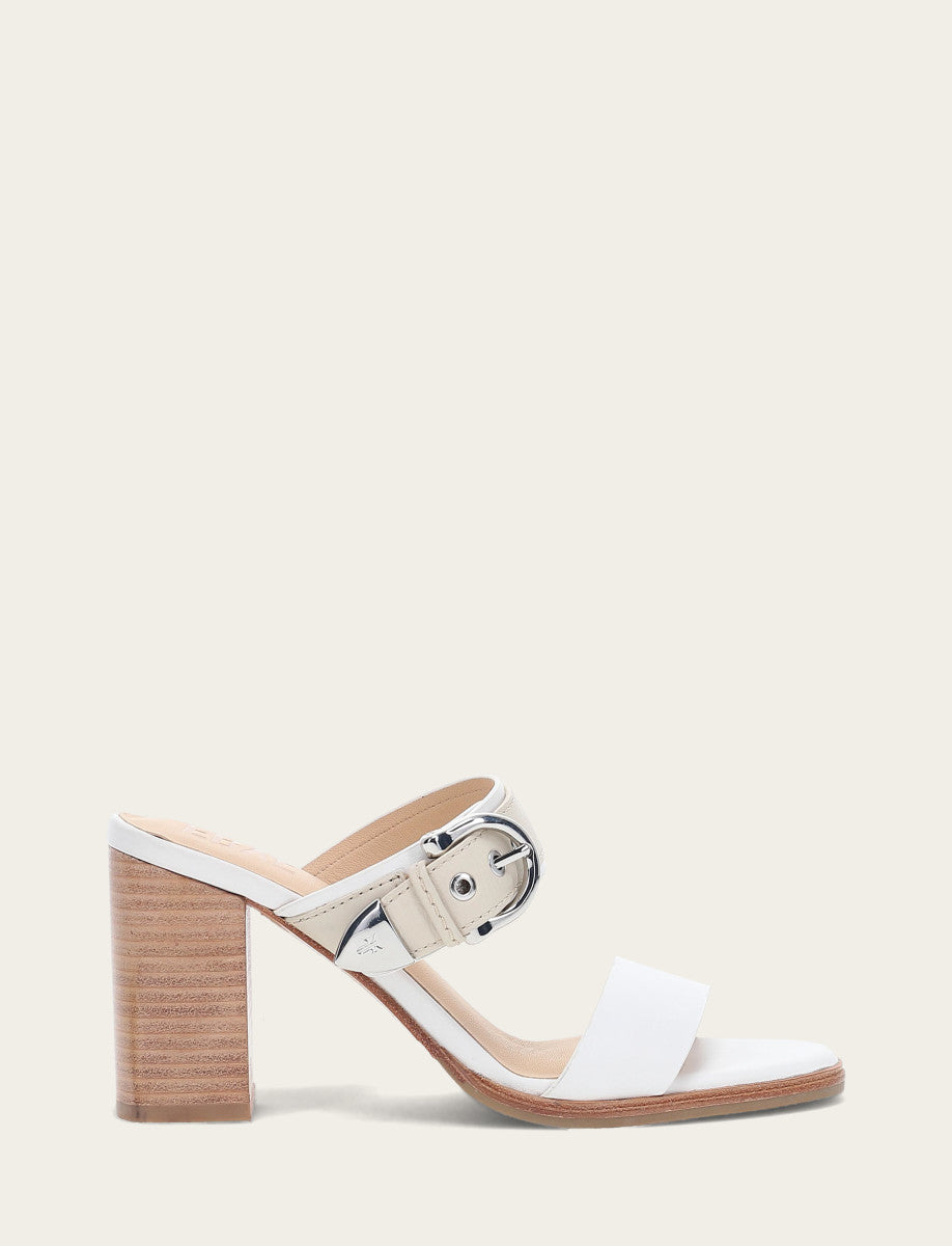 Frye Value | Women's White Ivory Stella Buckle Slide Sandals