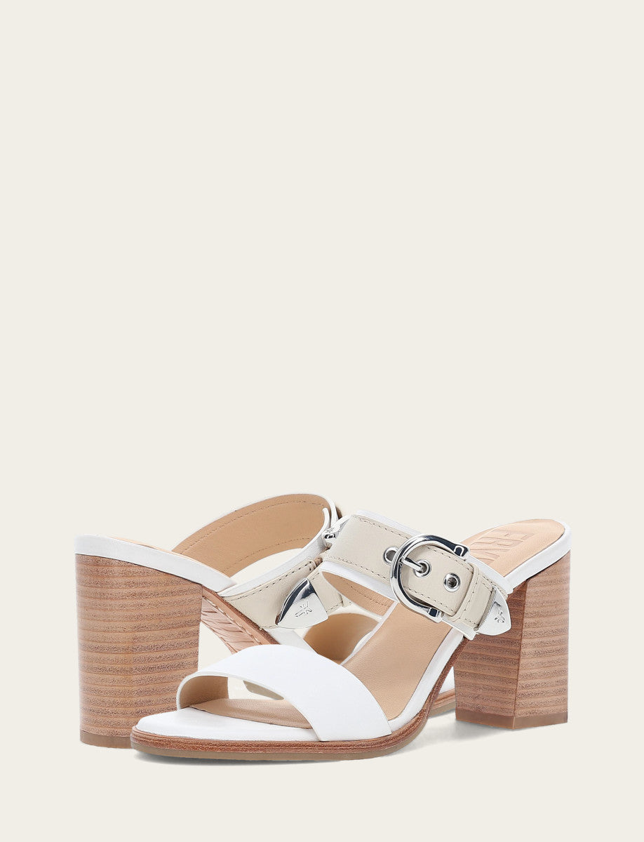 Frye Value | Women's White Ivory Stella Buckle Slide Sandals