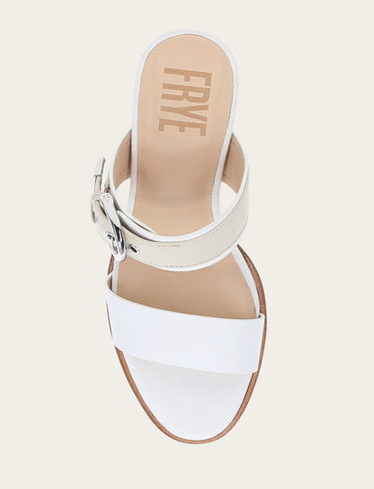 Frye Value | Women's White Ivory Stella Buckle Slide Sandals