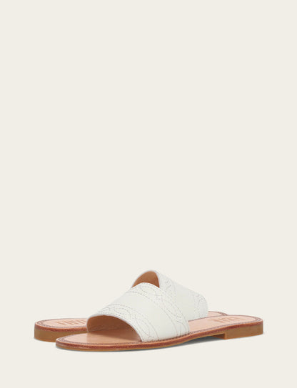 Frye Latest | Women's White Ava Woodstock Slide Sandals