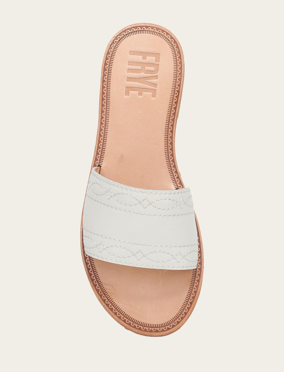 Frye Latest | Women's White Ava Woodstock Slide Sandals