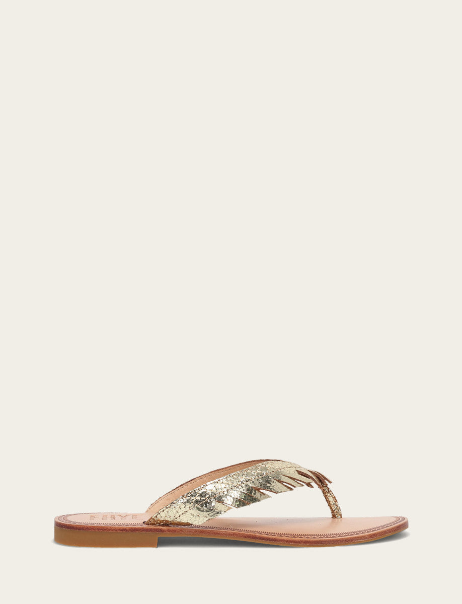Frye Exclusive | Women's Gold Mirror Ava Fringe Sandals