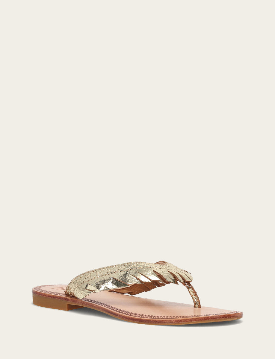 Frye Exclusive | Women's Gold Mirror Ava Fringe Sandals