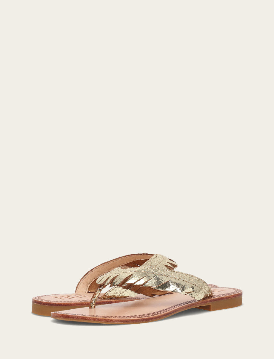 Frye Exclusive | Women's Gold Mirror Ava Fringe Sandals